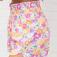 Short d'athlétisme taille haute à motif floral rétro orange