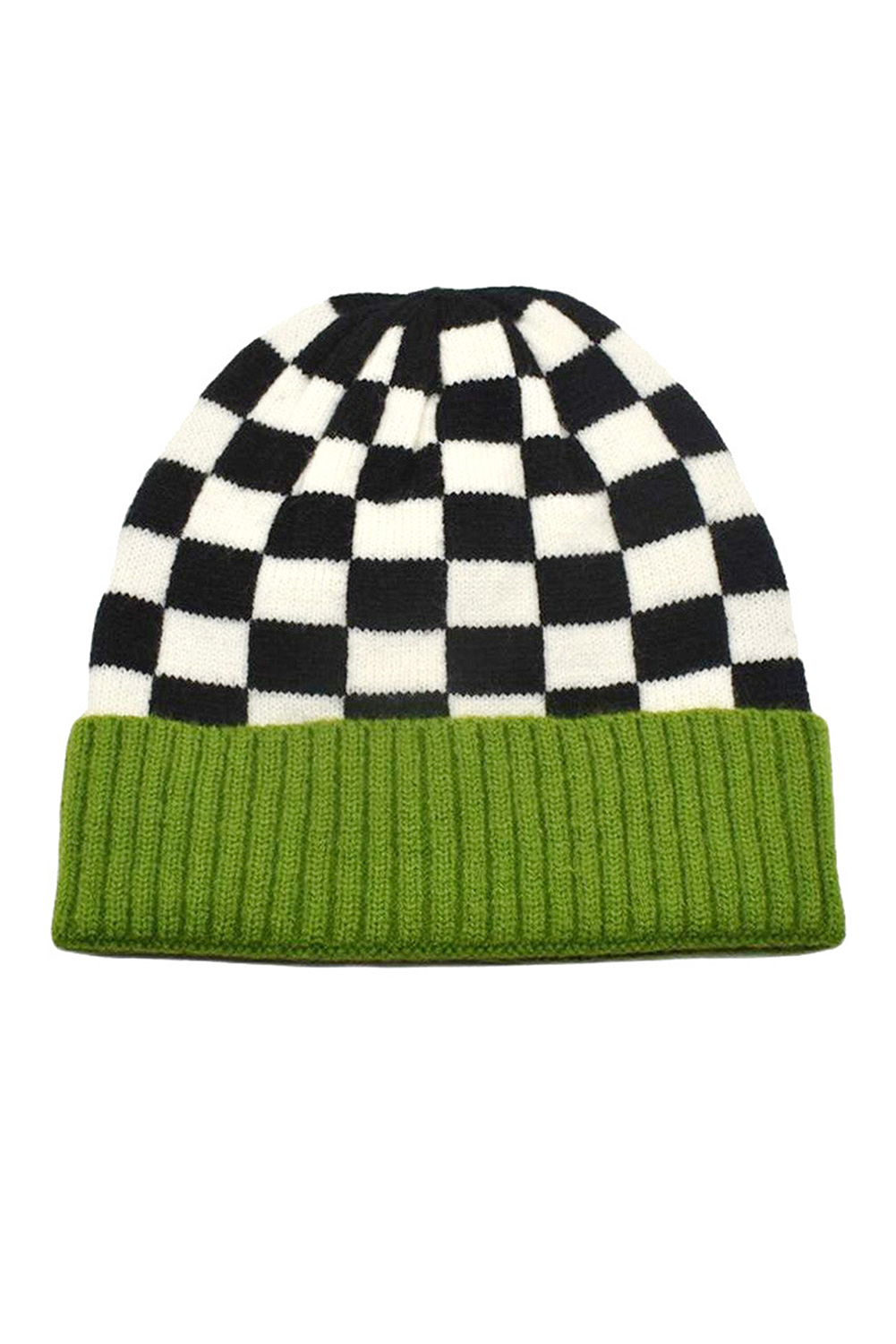 Bonnet d'hiver unisexe à damier vert épinard