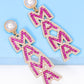 Boucles d'oreilles pendantes avec perles en strass MAMA rouge rose