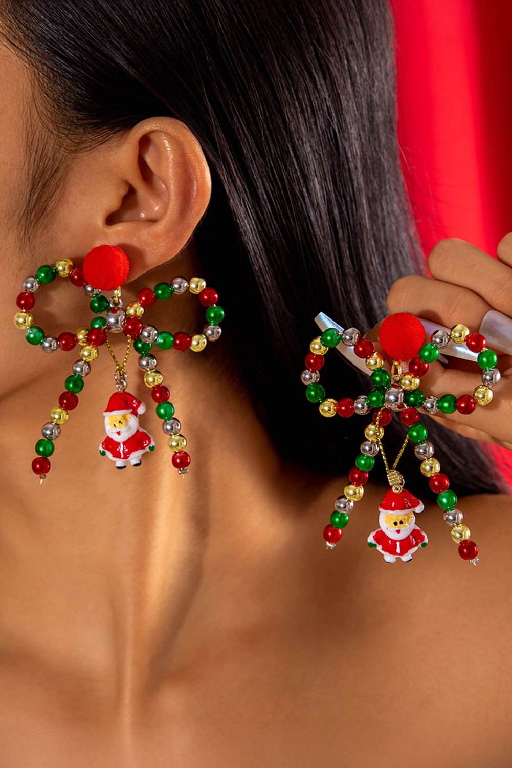 Boucles d'oreilles Racing Red Christmas Santa