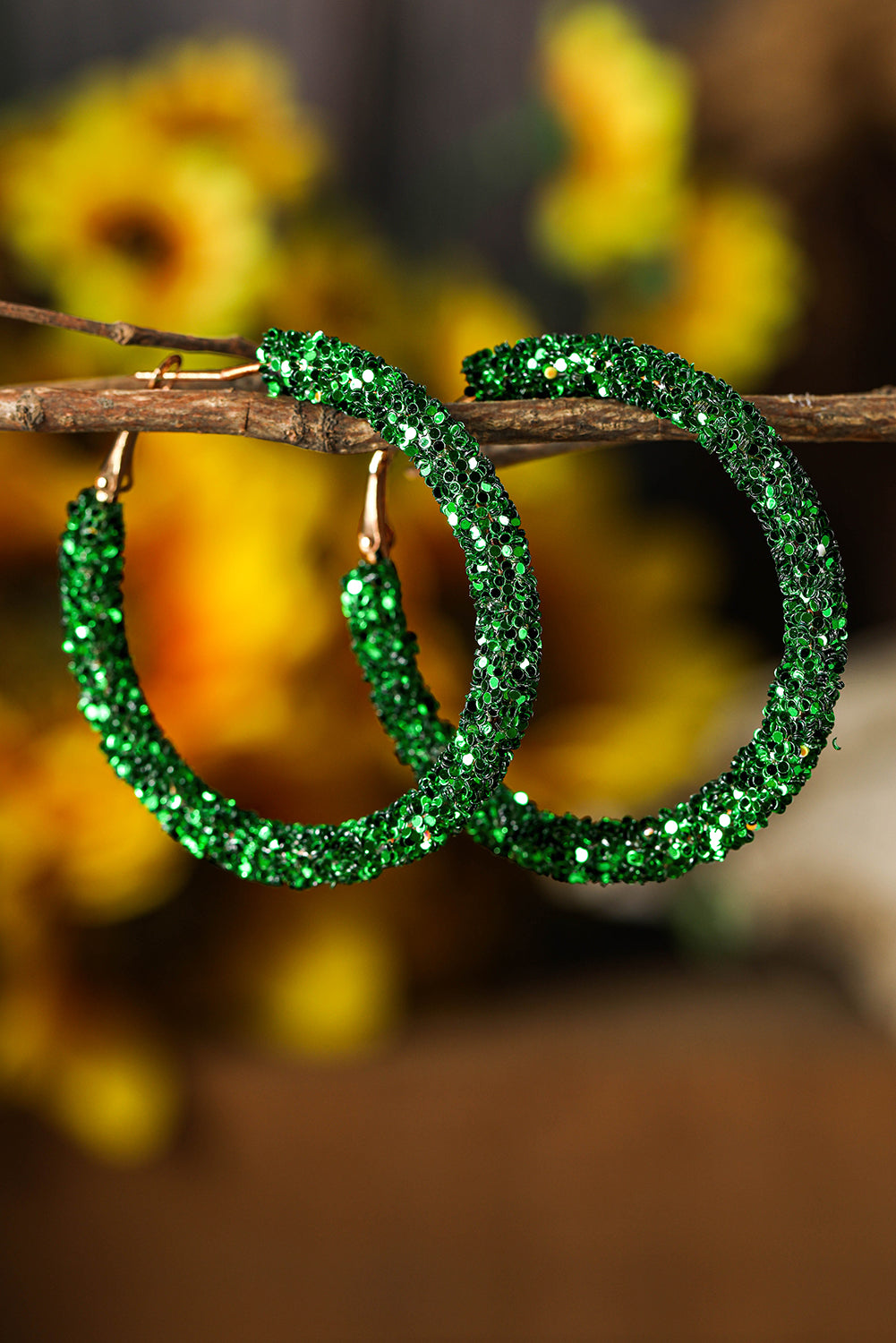 Boucles d'oreilles à paillettes vert foncé