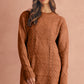 Robe chasuble à épaulettes en maille torsadée vert brumeux