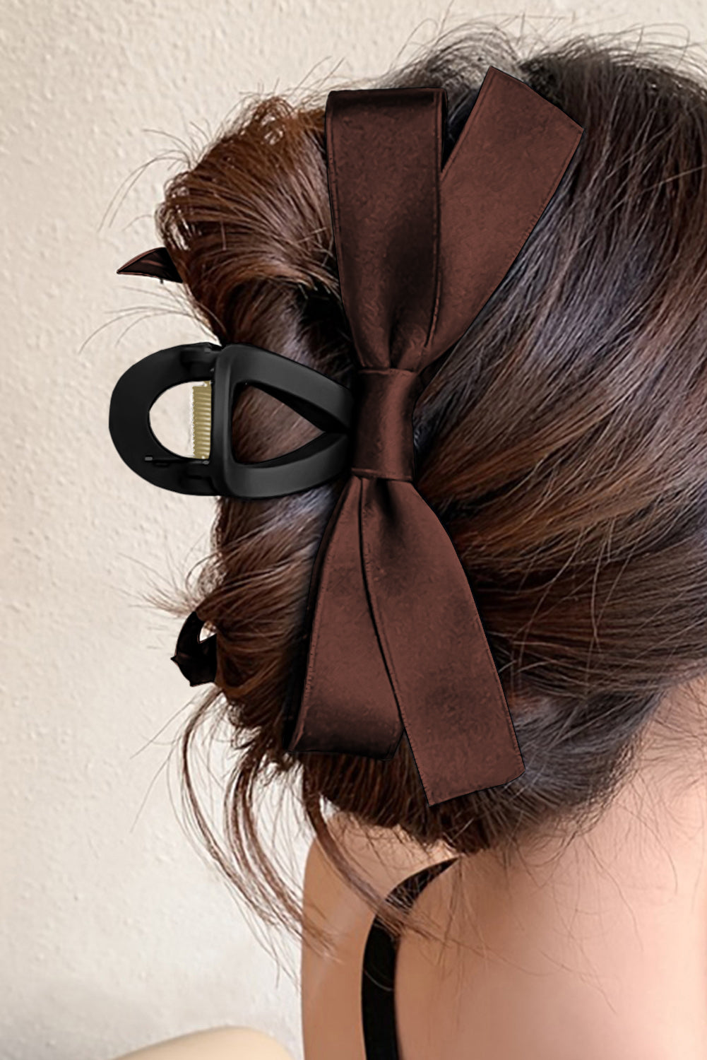 Barrette à cheveux avec ruban décoratif de couleur unie noire