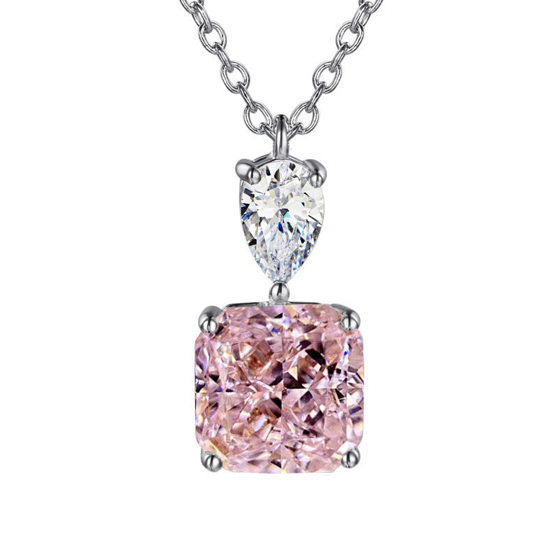 Collier de pierres précieuses carrées de couleur Zircon pour femme