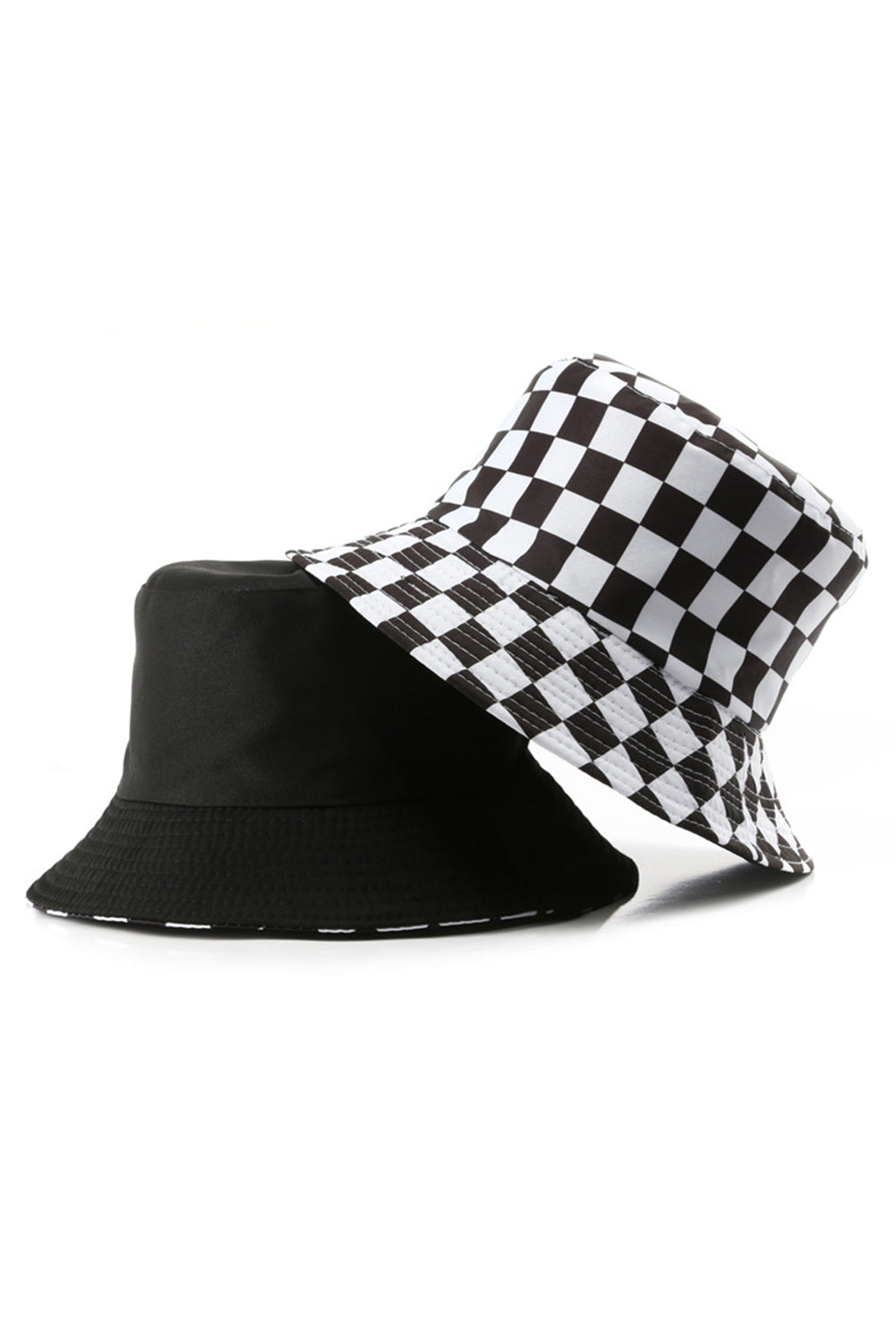 Chapeau Bucket à carreaux réversible noir