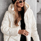 Manteau bouffant matelassé uni blanc avec capuche et fermeture à glissière