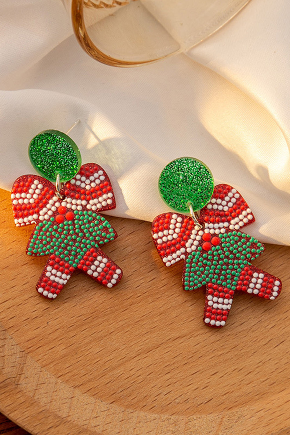 Boucles d'oreilles en acrylique Père Noël vert vif