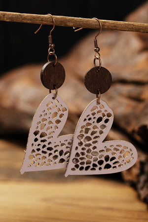 Boucles d'oreilles pendantes en forme de coeur creusé rose rouge pour la Saint-Valentin