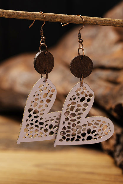 Boucles d'oreilles pendantes en forme de coeur creusé rose rouge pour la Saint-Valentin