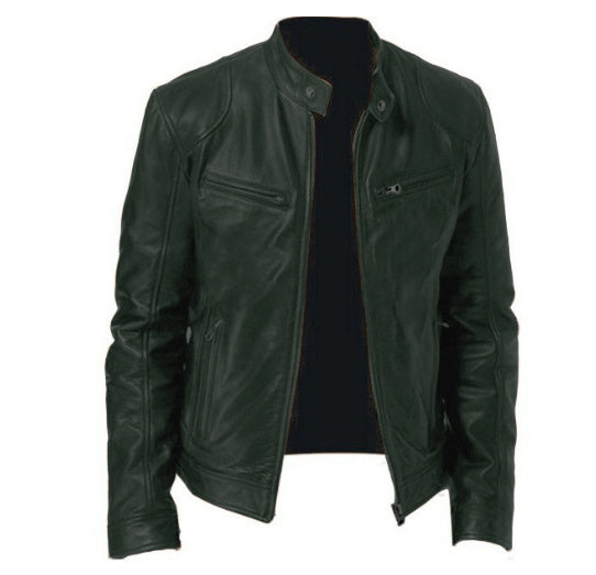 Veste cardigan en cuir pour homme