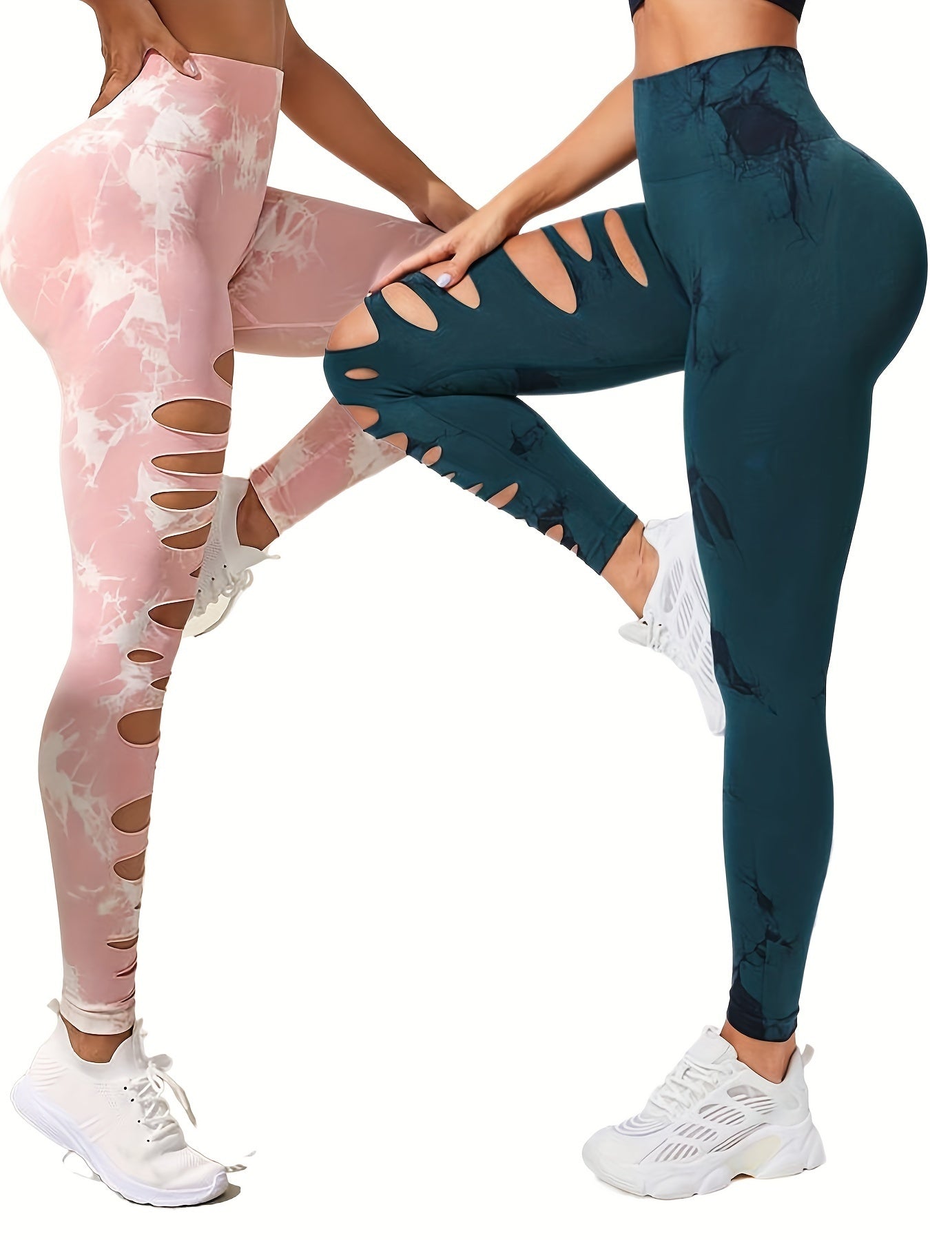 Paquet de 2leggings taille haute élastique pour femme.