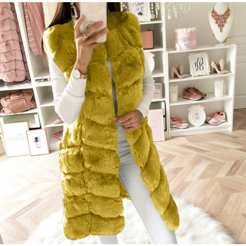 Gilet long en fourrure, manteau rembourré en coton