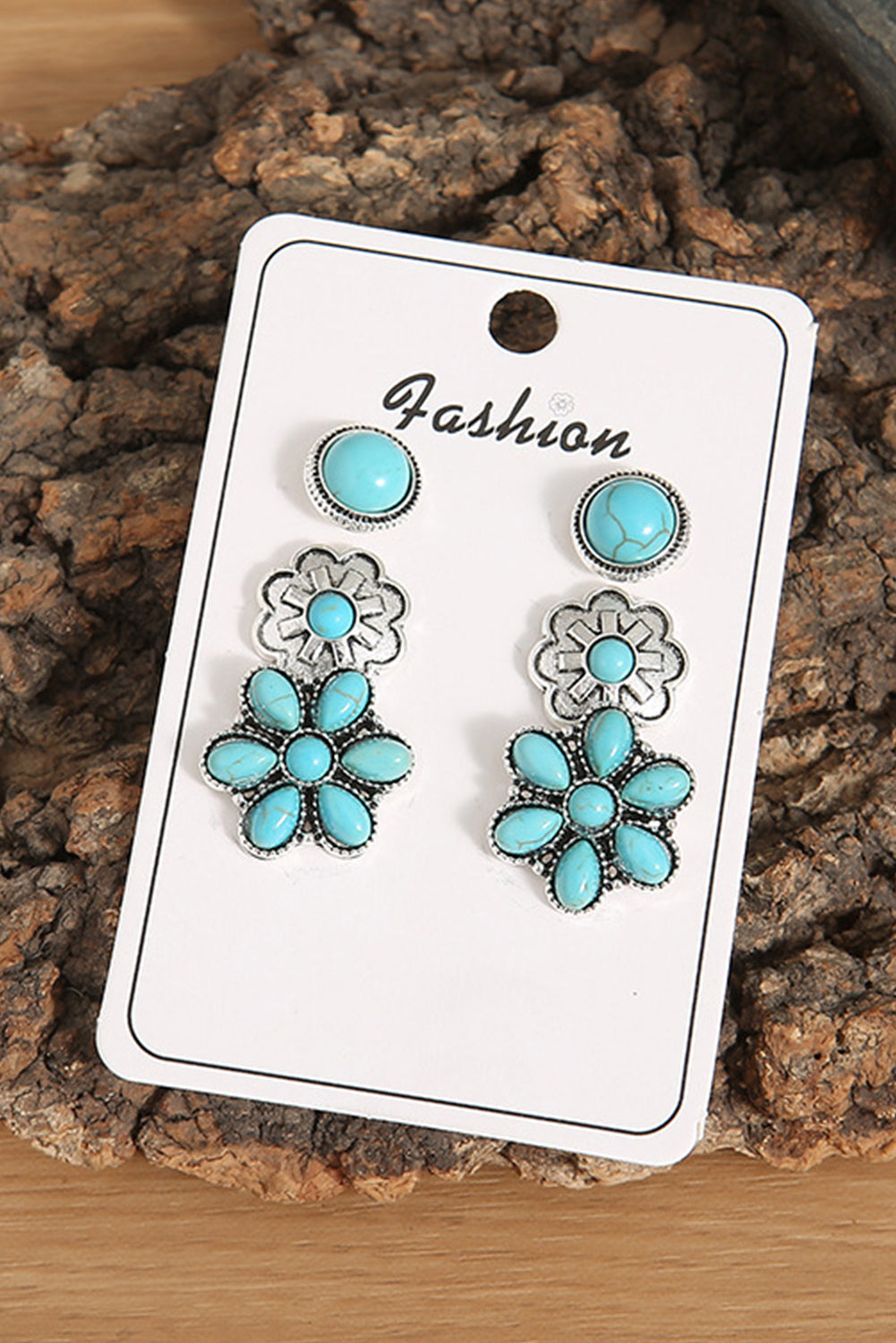 Boucles d'oreilles en alliage Boho 3 paires vert de mer