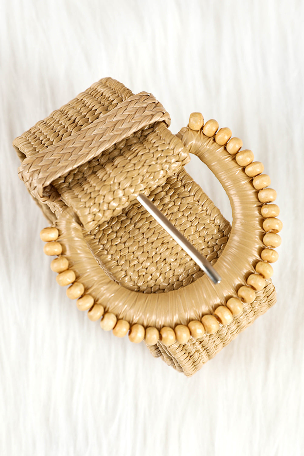 Ceinture décorative en cuir tressé camel