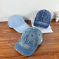 Casquette de baseball en denim délavé avec trou et visière