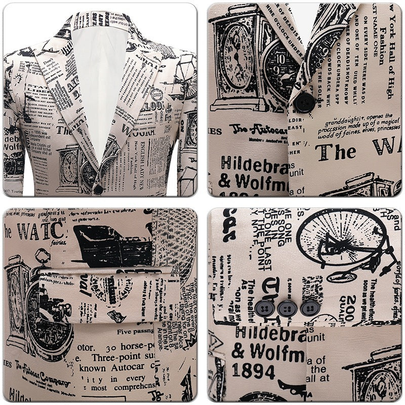 Costume imprimé journal pour homme