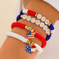 Bracelet 4 pièces bleu foncé avec drapeau américain, étoile et coeur